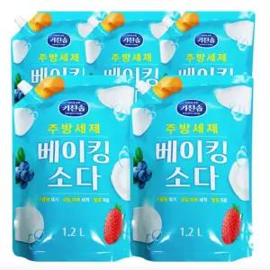 무궁화 베이킹주방세제 리필 1.2L 5묶음 베이킹소다 주방세제 친환경 산뜻한꽃잎향 풍부한거품