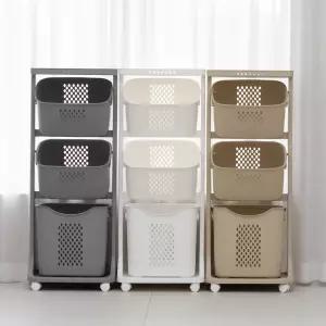 국산 엔드세이브 3단 트롤리 빨래바구니 세탁바구니 이동식 빨래통