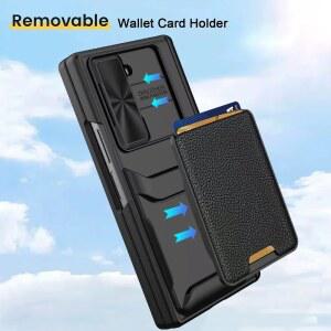 핸드폰케이스 슬라이드 윈도우 탈부착 지갑 카드 홀더 스크린 보호기 힌지 보호 기능이 있는 갤럭시 Z 폴드 7 6 5 4용 폰 케이스 DS-ON