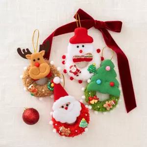 [문구티쳐] 민화 KC인증 크리스마스 털실 키링 만들기 (4종택1) DIY 핸드메이드 가족선물 집콕취미 겨울템 크리스마스굿즈 열쇠고리