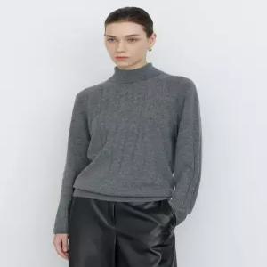 닥스 여성 24FW [반값세일][스테디셀러][캐시미어] 그레이 멜란지 케이블 포인트 터틀넥 스웨터 WKSW4DE93