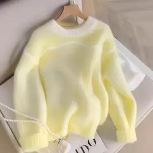 [오아즈] 가벼운 착용감 여리핏 배색 레몬 니트