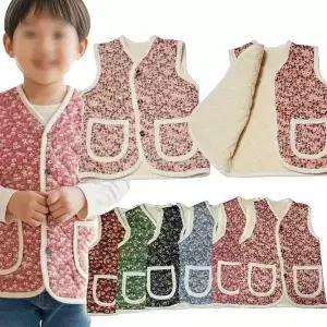 아동복 꽃무늬조끼 촌캉스 어린이 아동 겨울 할머니 김장조끼 시장 어린이 교회 아동 크리스마스 초등학교 유치원 복고 촌티패션 실내복복