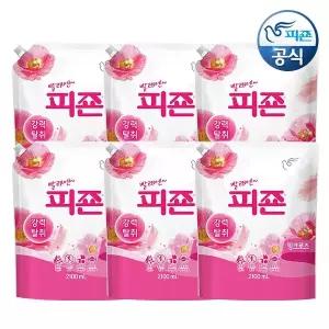 피죤 섬유유연제 핑크로즈 2100ml 리필 x 6개