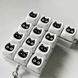 미니 led 고양이 키보드 딸깍이 키캡 키링 4구 장난감