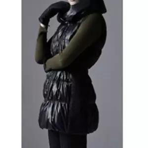 W20918 구스다운 벨트 하이넥 슬림 패딩 조끼 거위털