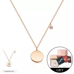 *커스텀 가능* [비앤비골드] 14K 원형 코인 큐빅볼 각인 커스텀 체인 목걸이 MNN41955