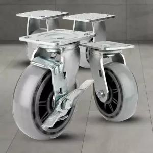 구르마 캐스터 우레탄 고무 인라인 회전 손수레바퀴 무소음 중량용6 의자이동브레이크미니 카이동식통