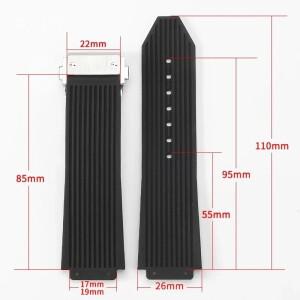 Hublot Yubo Big Bang 클래식 퓨전 시리즈용 절묘한 탄성 편안한 방수 시계 밴드, 블랙 블루 화이트, 26x1