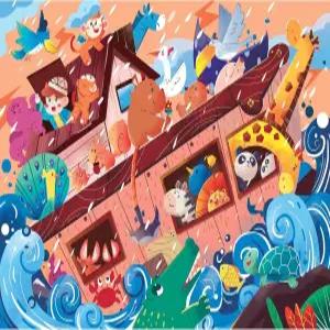 72피스 노아의 방주 성경 바닥 퍼즐 3피트 x 2피트 / 36 24 - 매우 두껍고 튼튼한 조각들