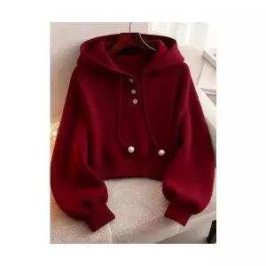 여자 정장세트 레드 후드 상의 가을 겨울 스커트 세트 BE4