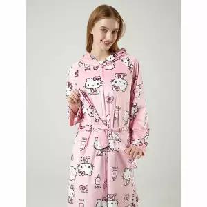 [하프클럽/바풀]바풀 EL5W654-45 헬로키티 극세사 여성 가운 후드가운 산리오