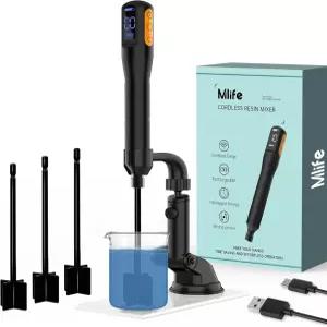 Mlife 업그레이드된 에폭시 수지 믹서 전기 교반기 페인트 및 수지용 타임드 실리콘 혼합 몰드 DIY 공예