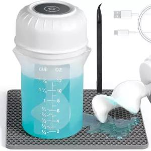 Winartton 자동 레진 믹서 실리콘 패들 및 믹싱 컵 포함 간편 세척 에폭시 기포 최소화 핸즈프리 몰드