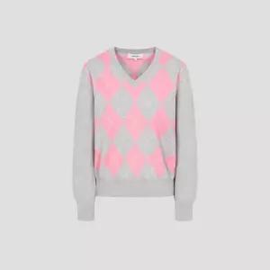 [백화점 정품] 빈폴 레이디스 아가일 V넥 풀오버 라이트 그레이 BF5951C032