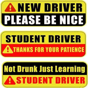 대형 학생용 운전석 자석 3개의 PCS 새 스티커 표지판 학생 초보자용 반사 자기 경고 범퍼 탈착식 안전