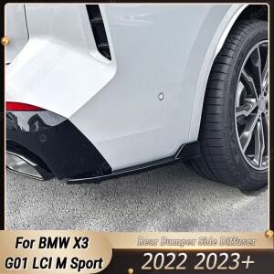 [호환품]BMW 호환 X3 G01 LCI M 스포츠 - + 광택 블랙 ABS 자동차 리어 호환 범퍼 립 사이드 디퓨저 스포일