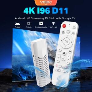 Velec TV 스틱 안드로이드 14 Amlogic 쿼드 코어 Cortex-A53 적외선 원격 제어 WiFi 2.4G Google 4K 스트리