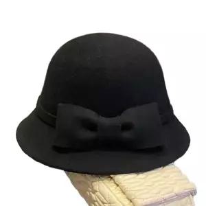 울 버킷햇 리본 포인트 가을 겨울 소프트 미니 챙 모자