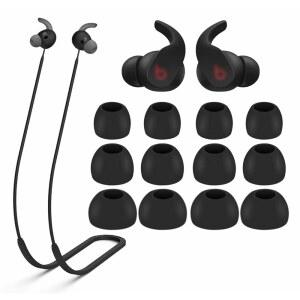 [미국배송] 비트 핏 프로와 호환되는 스트랩 이어 팁 키트 분실 방지 소프트 실리콘 랜야드 넥 로프 코드 리스 교체 젤 이어팁 스킨 액세서리 호환 - 블랙