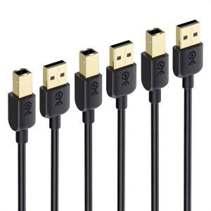 Cable Matters 긴 3팩 USB 프린터 케이블 - 4.6m(15피트), A to B 케이블, 프린터, 외장 하드 드라이브, 오디오 인터페이스, 스캐너, MIDI 컨트롤러, 키보드와 호환, 블랙