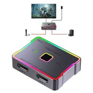 [미국배송] SKUYA HDMI 스위치 4K 120HZ 144HZ 240HZ 스플리터 2인치 1아웃 8K 60HZ 스위처 2.1 허브 알루미늄 셀렉터: 게이밍 PS5/PS4 xbox호환용 애플호환 TV ROKU COMPUTER HDR10 DOLBY VISION