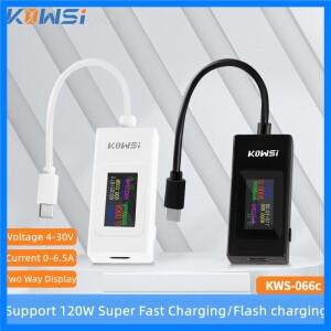 KWS-066C Type-C 테스터 DC4-30V 전압 측정기 타이밍 전류계 디지털 모니터 차단 전원 표시기 양방향 전류