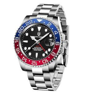 [미국배송] 남성용 파가니 디자인 시계 자동 GMT 일본 NH34 무브먼트 사파이어 글래스 스테인리스 스틸 40MM 초광속 방수 손목시계