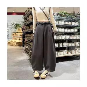 여자 린넨 바지 추동 워싱 면 찹쌀 9부 할머니 슬림핏 벌룬 ST4