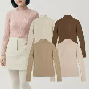 여성 골지 반폴라니트 겨울 여성니트티 목폴라 스웨터