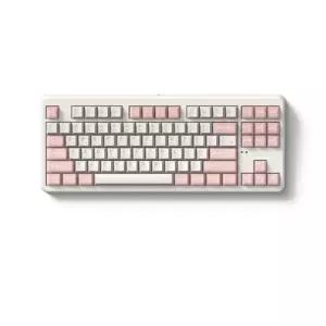 FL-ESPORTS X80 유무선 블루투스 가스켓 마운트 기계식 키보드 크림 핑크, 저소음 파도축