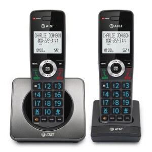 [미국배송] AT&T GL2101-2 DECT 6.0 2핸드셋 무선 홈폰 통화 차단 기능 발신자 ID 전이중 핸드셋 스피커폰 2인치 화이트 백라이트 디스플레이 조명 키패드(흑연 및 블랙)