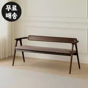 커셀 고무나무 원목 3인용 벤치 의자 트러플브라운