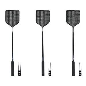 블랙파리채 (3개묶음) 검정모기채 집게추가 블랙파리채 파리채 벌레잡이 집게파리채 수동파리채