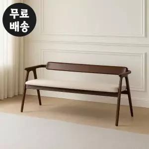 커셀 고무나무 원목 3인용 벤치의자 식탁 크림베이지