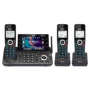 [미국배송] AT&T 3 핸드셋 DECT 6.0 무선 홈 및 비즈니스 전화 응답기 5인치 컬러 디스플레이 원터치 바로가기 컨퍼런스 인터콤 스마트 통화 차단기 블루투스 셀 연결: DLP73390