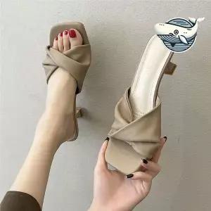 여름 미들힐 정장 샌들 세련된 슬리퍼 WFGQDBN