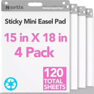 노틱스 플립 차트 용지 끈적끈적한 이젤 패드 교사용 초강력 접착 출혈 방지 교실/사무실용 미니 셀프 스틱