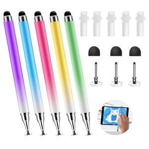 [미국배송] 터치스크린 아이패드호환 아이폰호환 스타일러스 펜(펜 캡 포함) 고정밀 및 감도 모든 아이패드호환/안드로이드 태블릿 노트북용 5PACK 3 IN