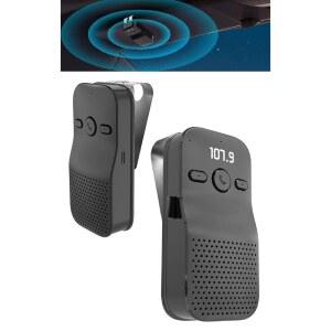 오만나 핸즈프리 자동차 스피커폰 블루투스 FM 클립온 플레이어 키트 디지털 차량 SD 디스플레이 포함 음악 선바이저 32GB 카드 BT 마이크 무선