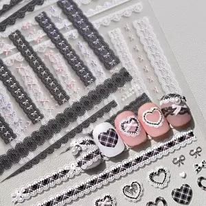 고품질 레이스 레이스스티커 3D네일스티커 네일아트 엠 리본네일 (WFK9D4T)