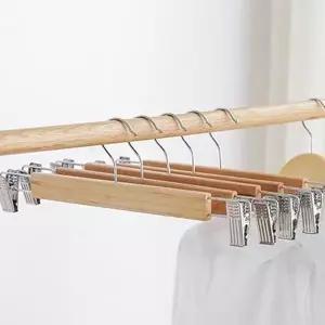 고품질 원목 고정 집게 팬츠 옷걸이 회전형 나무바지걸이 (WFK9EUT)