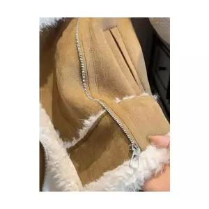 여자 가죽 자켓 재킷 겨울 뽀글이 터틀넥에 도톰한 털 일체형 스웨이드 보온 코트 ST4