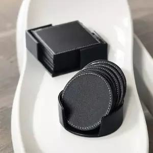 가죽 컵받침 원형 사각형 티매트 음료 코스터 잔받침 (WFKA8P7)