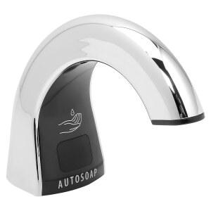 웰 원샷 크롬 액체 디스펜서, 센서 장착 카운터 마운트 터치 프리 비누 배터리 작동, 4D 사이즈 필요, 리필 별도 판매, 2인치 D, 4-1/4인치 H, 4-1/2인치