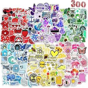 물병 스티커 300개 컬러풀 재미있는 팩 물병용 방수 비닐 노트북 스크랩북 저널 짐 텀블러 스케이트보드
