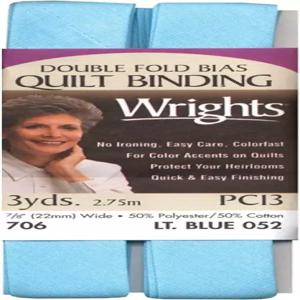 Wrights 117-706-052 더블 접이식 퀼트 바인딩 바이어스 테이프 라이트 블루 3야드