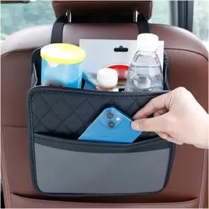 Ywdiml 카시트 백 오거나이저 가죽 다목적 접이식 차량 백시트 걸이 가방 휴대용 자동차 실내 시트 보관