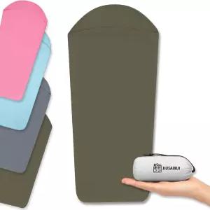 JIUSAIRUI 4.2온스 초경량 침낭 라이너 u2013 지퍼 휴대용 여행 시트 없음 퀵 드라이 및 세탁기 세탁 가능