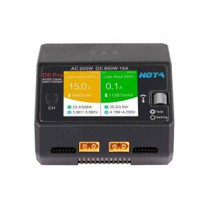 밸런스 폰 무선 충전 RC 자동차 드론 부품이 장착된 LiHv Nicd NiMH 리포 배터리용 HOTA D6 프로 충전기 AC200W DC650W 15A